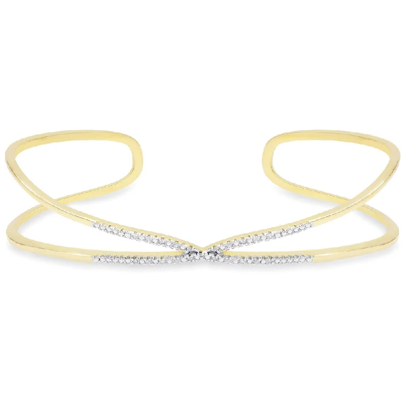 Finesque Gold Over Sterling Silver Diamond Accent Twist Bangle