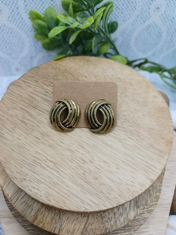 Brass Layered Line Style Earrings