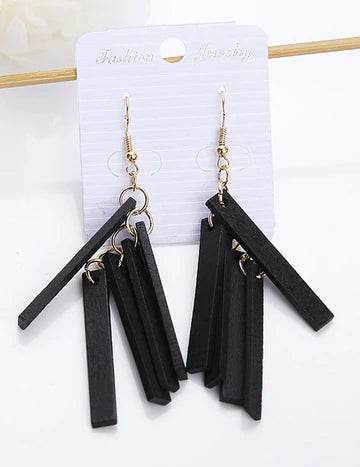 Wooden Tassel Style Earrings