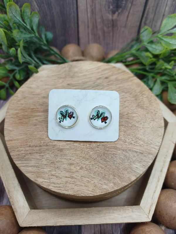 Red & Teal Heart Earrings