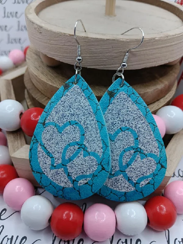 Turquoise & Silver Heart Earrings